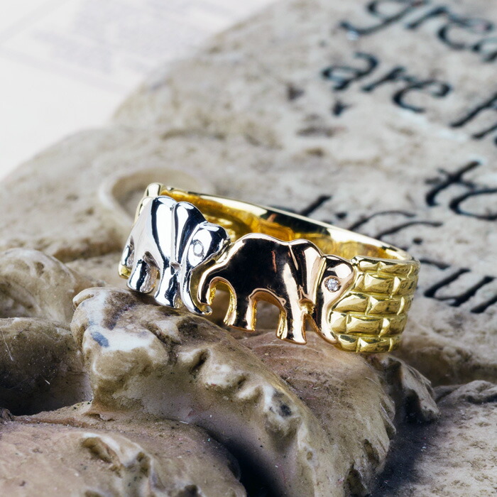 楽天市場】K18 Pt900 象 リング 指輪 天然 ダイヤモンド エレファント