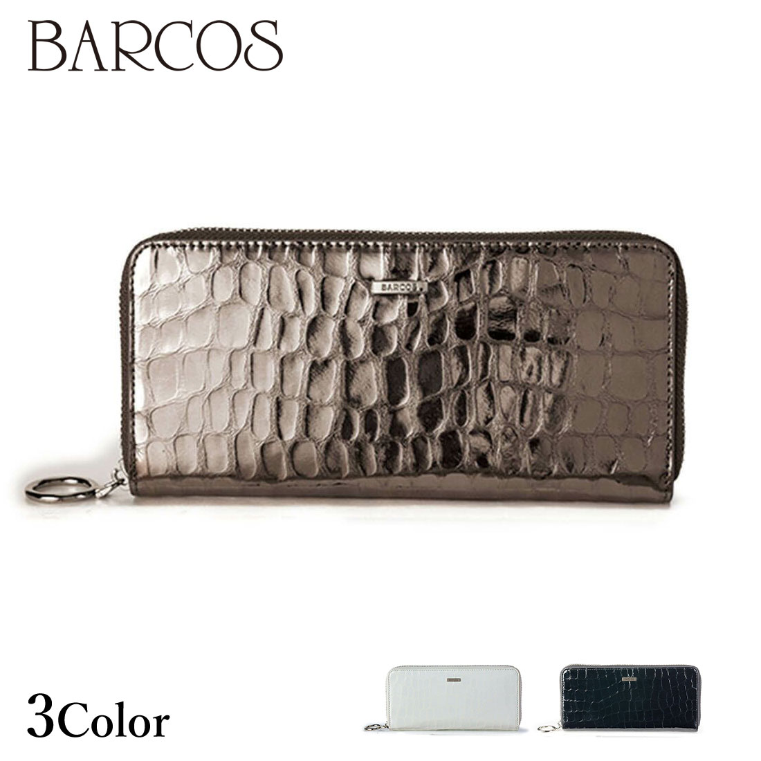 楽天市場】BARCOS シャイニングレザークロコダイル型押し長財布