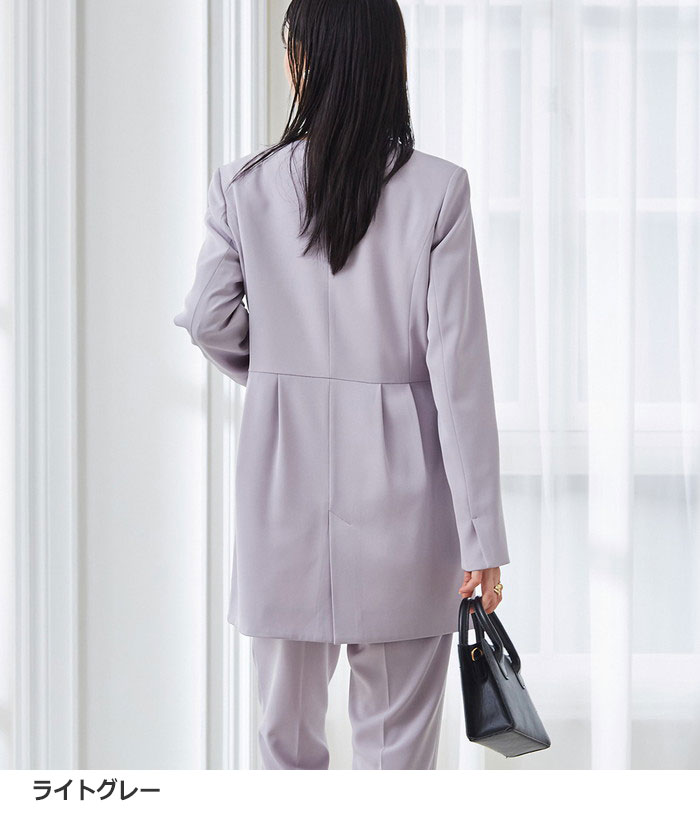 楽天市場】パンツスーツ ＜2点セット＞ラウンドヘムジャケット