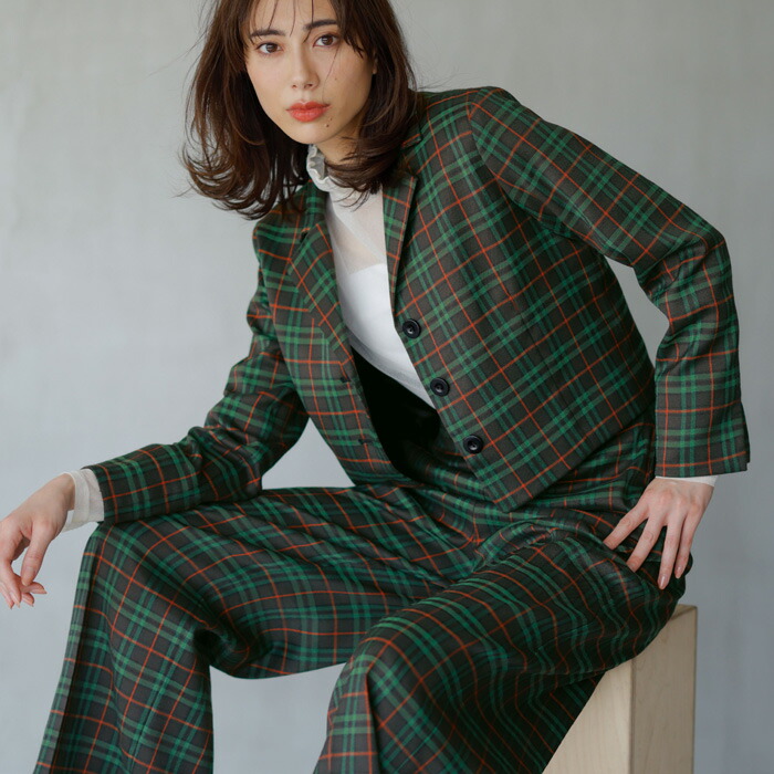 楽天市場】パンツスーツ レトロタータンチェック柄セットアップ(M〜LL