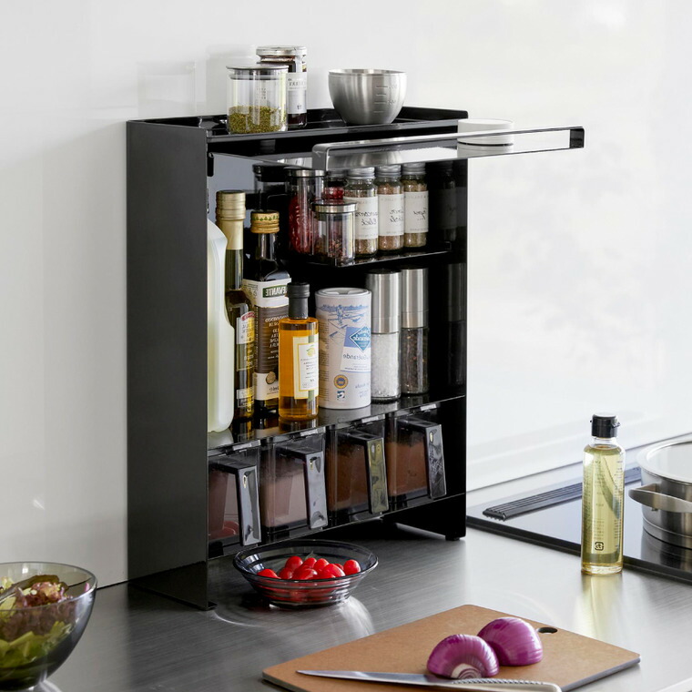 楽天市場】[ 前が開く 隠せる調味料ラック タワー ] 山崎実業 公式