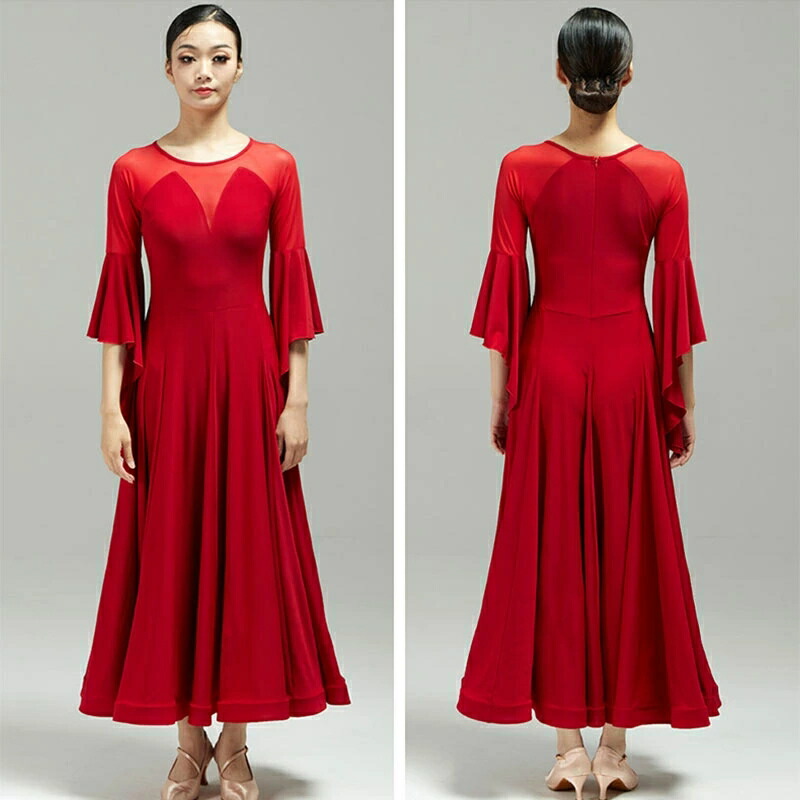 楽天市場】送料無料 社交ダンスドレス 社交ダンス衣装 ワイン赤