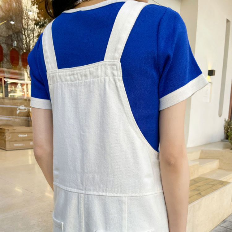 楽天市場】レディース ホワイト サロペット デニム ゆったり ジーンズ