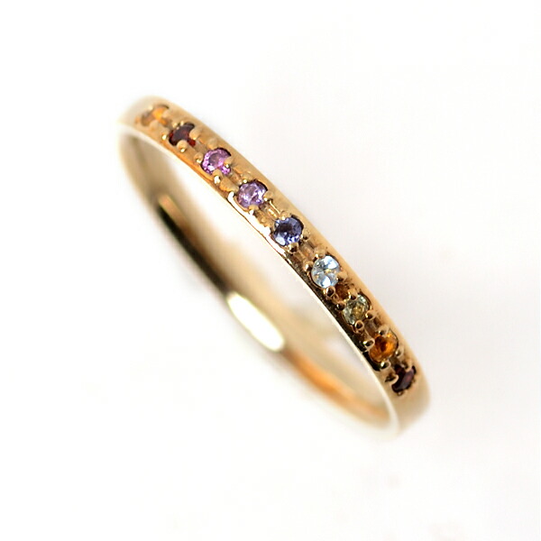 楽天市場】マルチカラー アミュレット リング K10 リング 天然石 9石