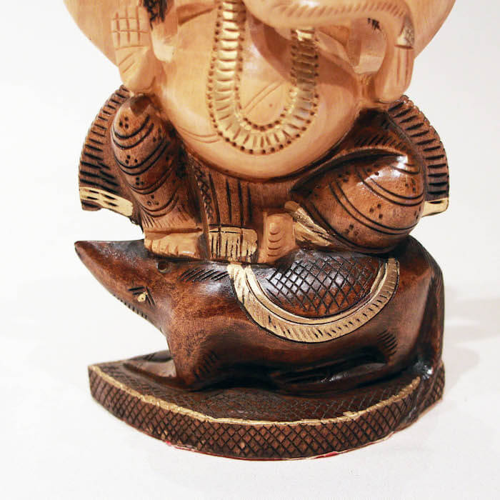 楽天市場】【インドの神様 ネズミに乗ったガネーシャの木製置物