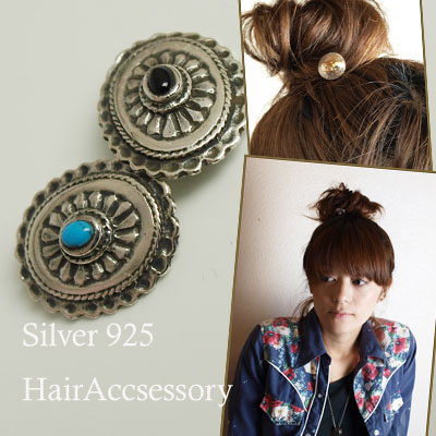 楽天市場】【 シルバーコンチョ ループ 髪留め 用】シルバーボタン