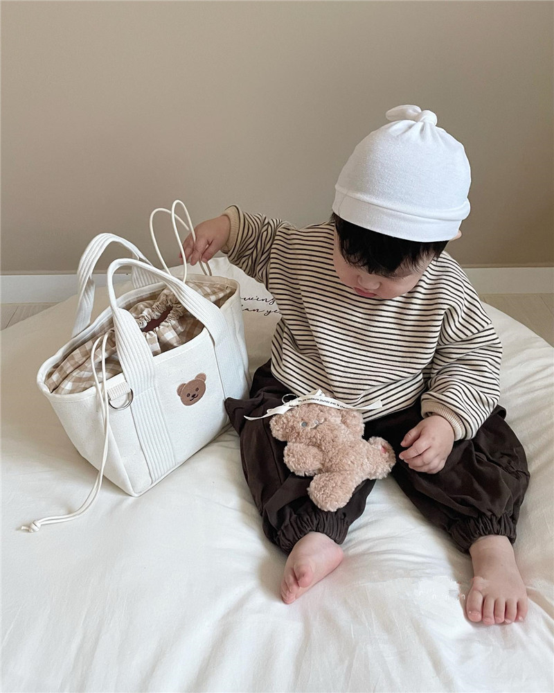 楽天市場】マザーズバッグ チェック柄 クマ ミニ トート キャンバス