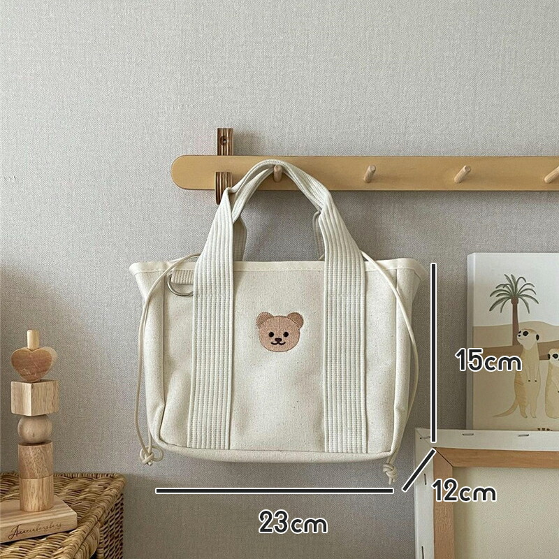 楽天市場】マザーズバッグ チェック柄 クマ ミニ トート キャンバス