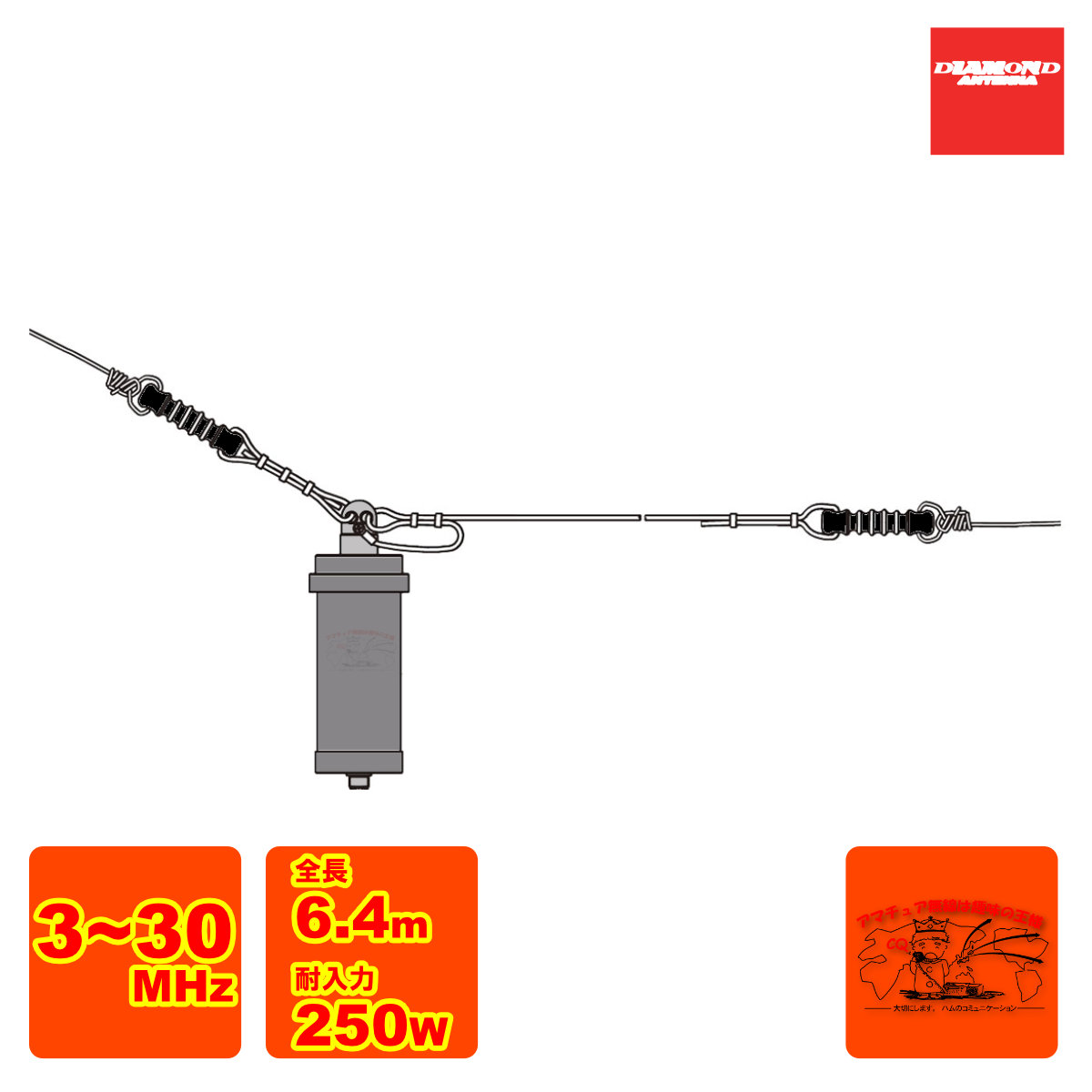 楽天市場】BB6WS ダイヤモンド HF帯 3〜30MHzワイドバンドワイヤー