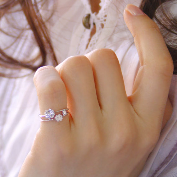 楽天市場】ピンキーリング 4月誕生石 ダイヤモンド K10ホワイト