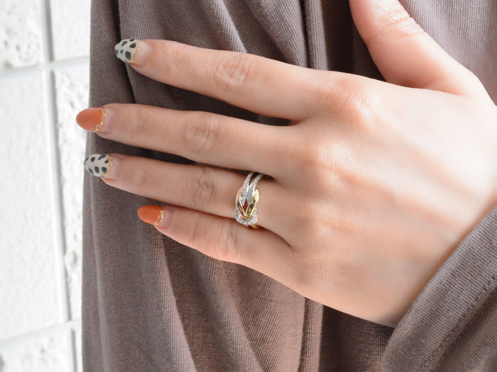 楽天市場】リング 指輪 コンビリング pt900 k18 ダイヤモンド