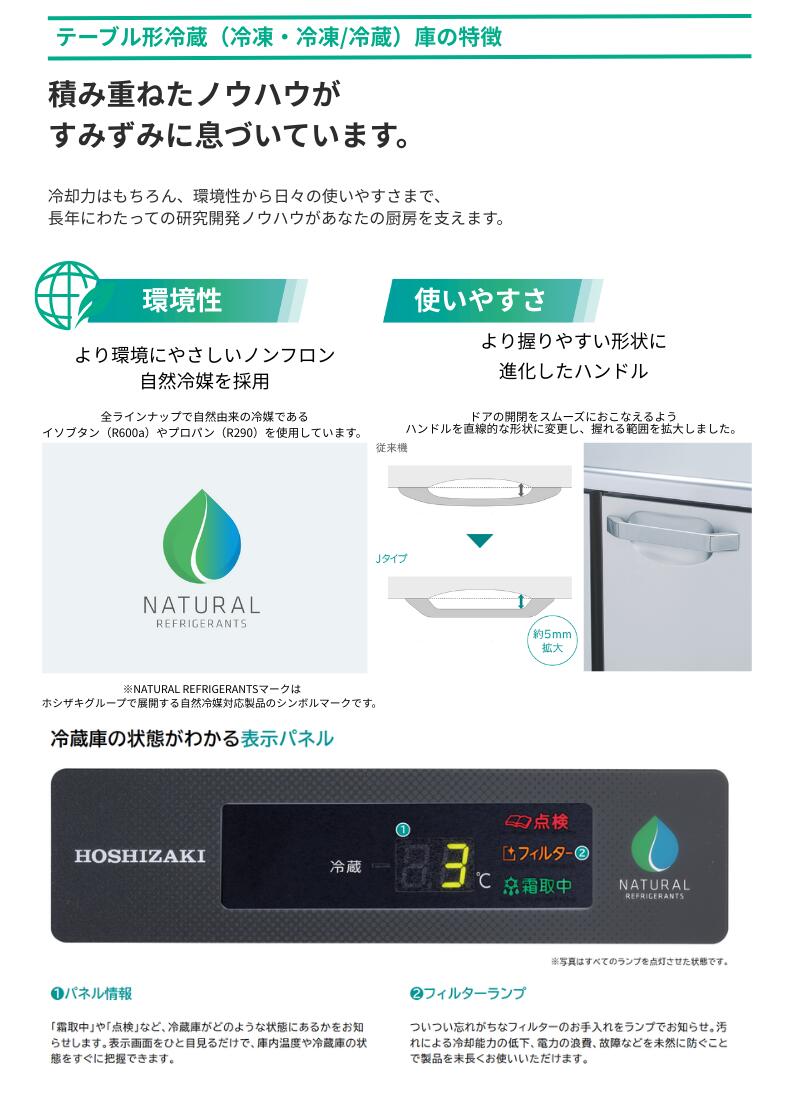 楽天市場】RT-180SNJ ホシザキ 自然冷媒テーブル形冷蔵庫 419L