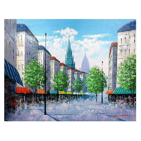 楽天市場】油彩画 F6号 広瀬和之 「パリの街角」 真筆 額入り 額装絵画