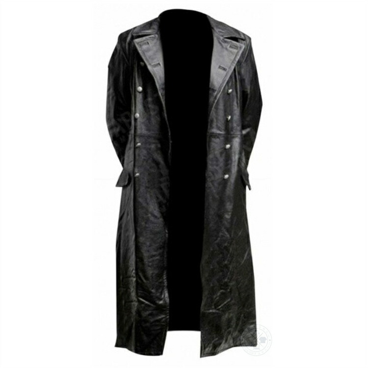 楽天市場】レザーロングトレンチコート メンズ ダブル ライダース