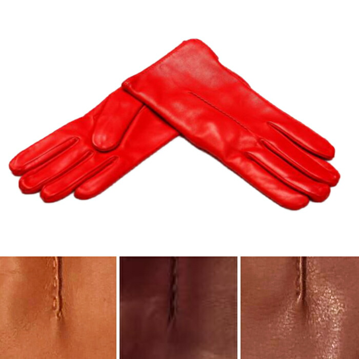 値下げ 最終 メローラ ナッパ焦茶 カシミア赤 グローブ 革手袋 MEROLA