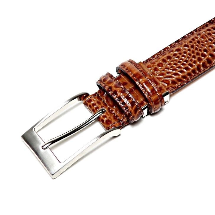 楽天市場】クロコ型押し 本革 ベルト メンズ ブラウン ビジネス
