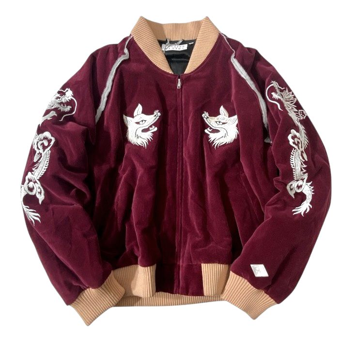 elconductorH 伝統スカジャン刺繍中綿スーベニアジャケット 別珍 九尾