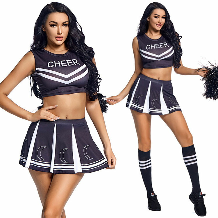 楽天市場】レディース チアガール 衣装 セットアップ 黒 チア 衣装