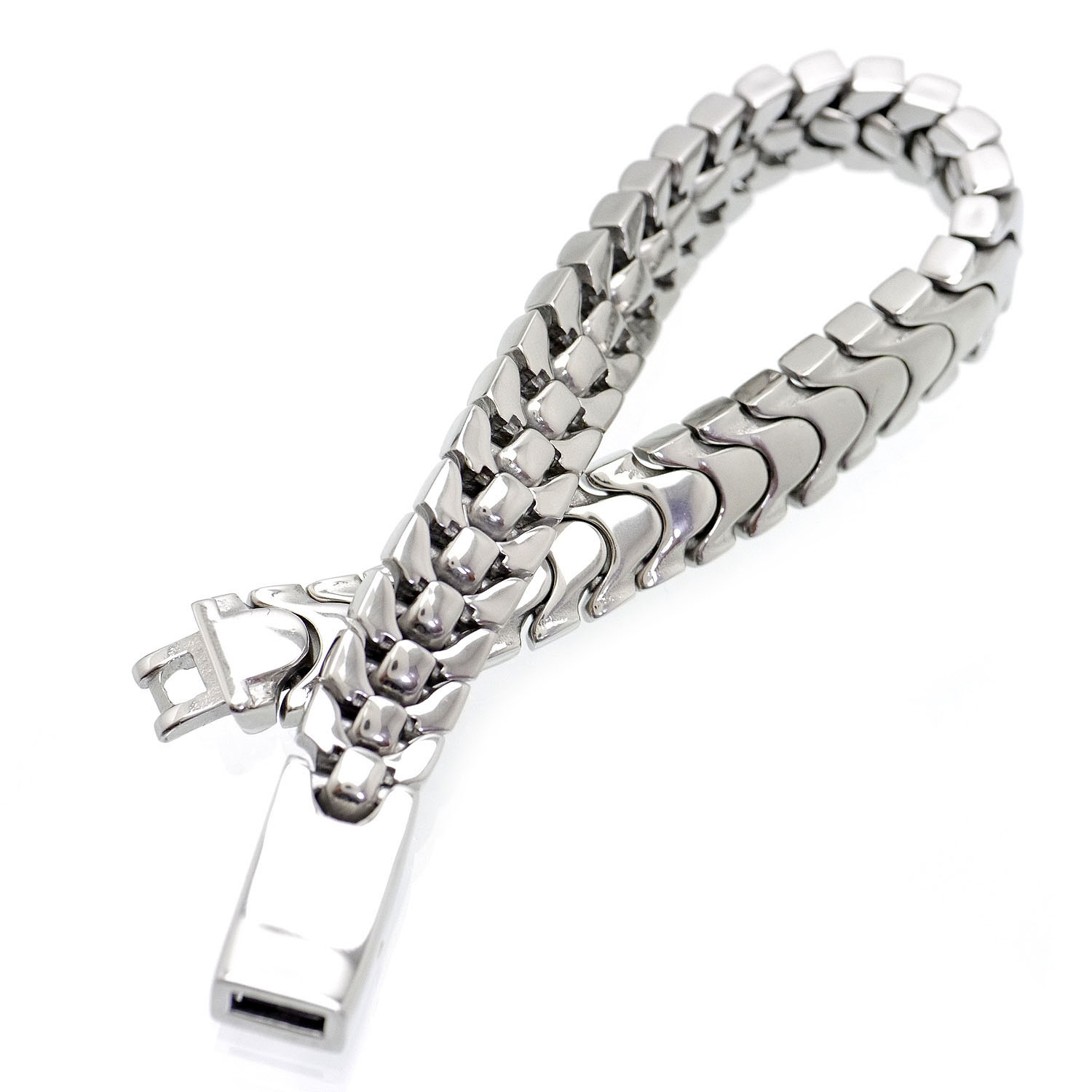 楽天市場】ステンレス 蛇腹 ブレスレット メンズ sa ハード [銀色 幅