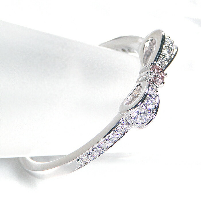 楽天市場】希少 pt950 ピンクダイヤモンド リボン リング プラチナ