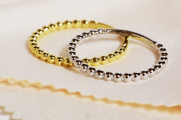 楽天市場】ハーフエタニティーボール リング2ミリK10K18PTホワイト