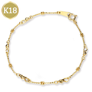 楽天市場】K18 Wハートフラワー カットボールチェーンブレスレット(18