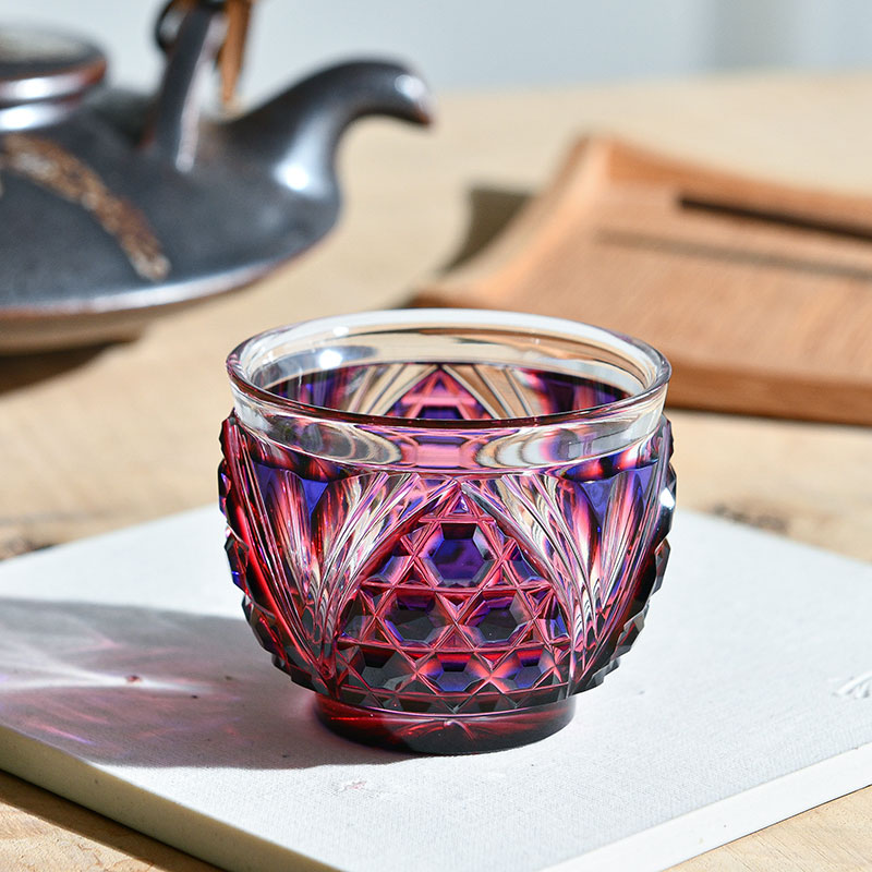 島津薩摩切子 小皿 cut50 赤｜伝統工芸 ガラス皿 C-26-1_a2a75fb7-7359