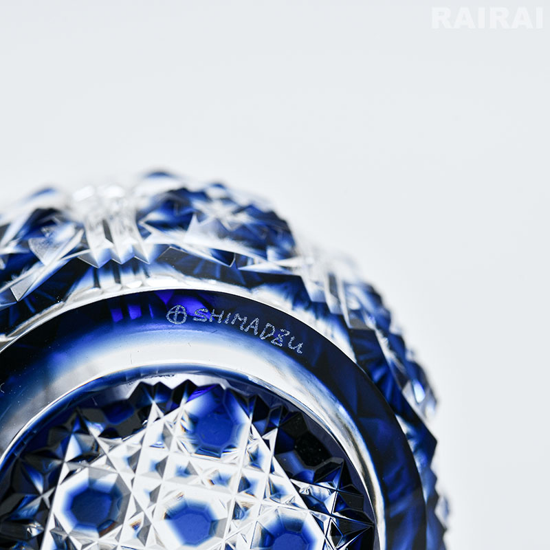 楽天市場】薩摩切子 猪口 大 cut18 藍 復元 島津薩摩切子 薩摩ガラス