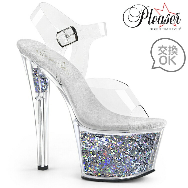 楽天市場】Pleaser プリーザー ヒール サンダル 厚底 18cm ヒール 銀