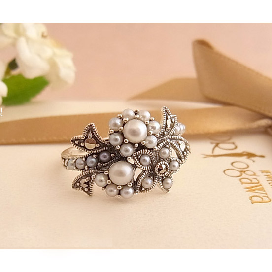 楽天市場】【碌山】 シルバー 淡水パール フローラル リボン ブーケ