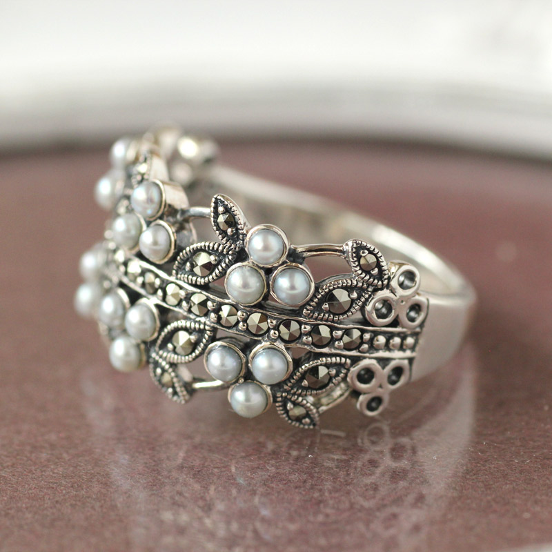 楽天市場】【碌山】 シルバー 淡水パール シロツメクサ リングRokuzan