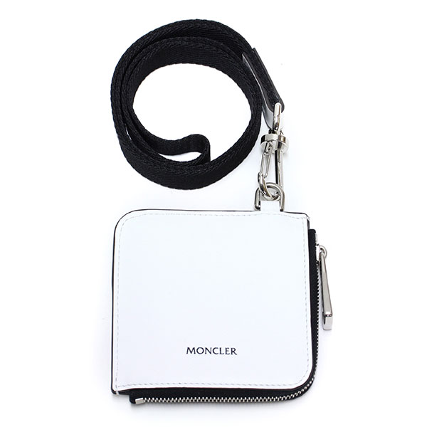 M4222 モンクレール レザー ケース ホワイト ストラップ付き M4222
