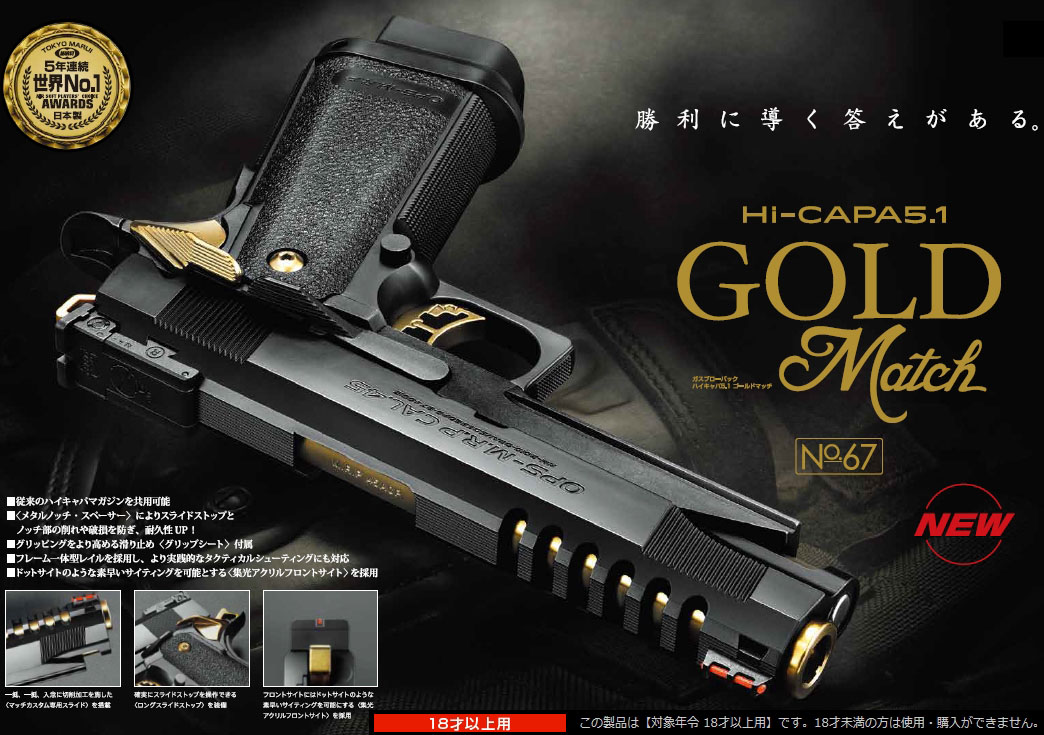 楽天市場】ガスブローバック ハイキャパ 5.1 ゴールドマッチ【東京