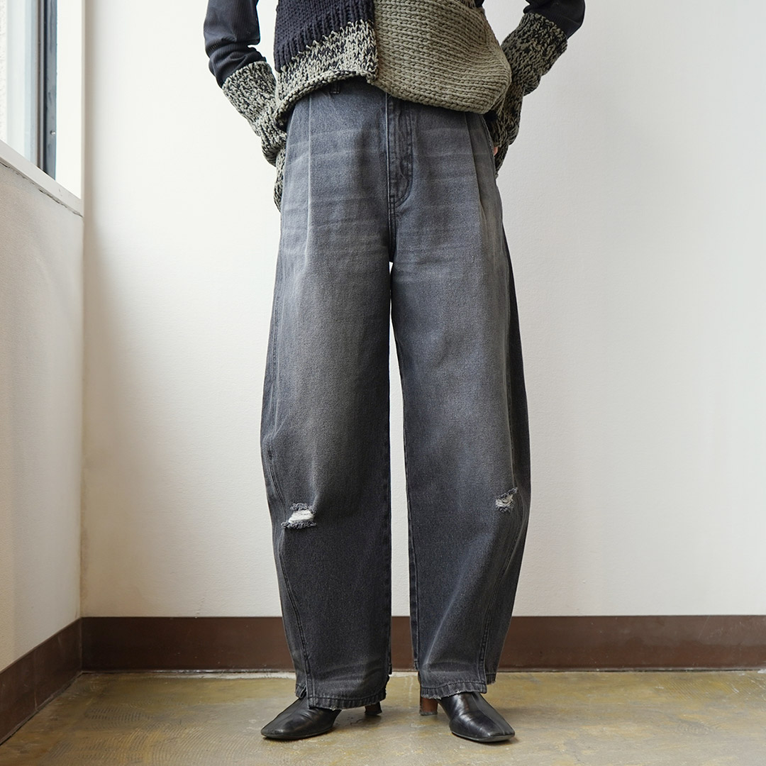 楽天市場】YENN（イェン） カーブシームデニム パンツ グレー