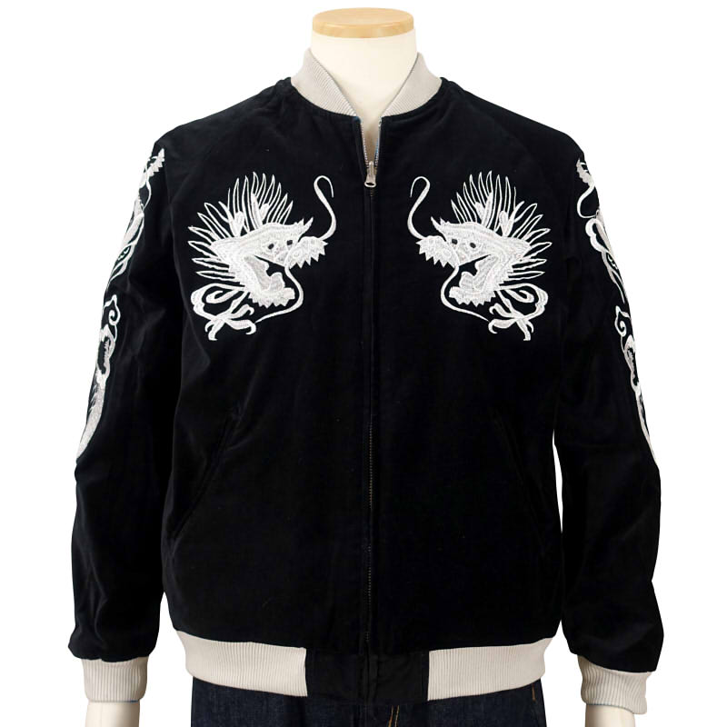 楽天市場】鷹虎龍刺繍サテン/別珍リバーシブルスカジャン JSKJ-006