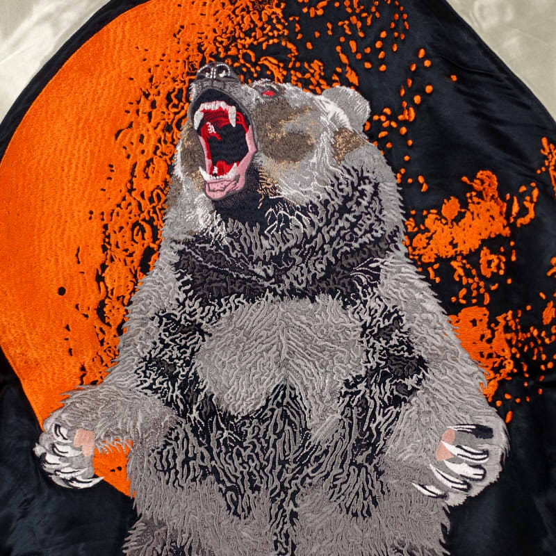 楽天市場】月に熊刺繍スカジャン GKJ-008 satori(さとり) 和柄【送料