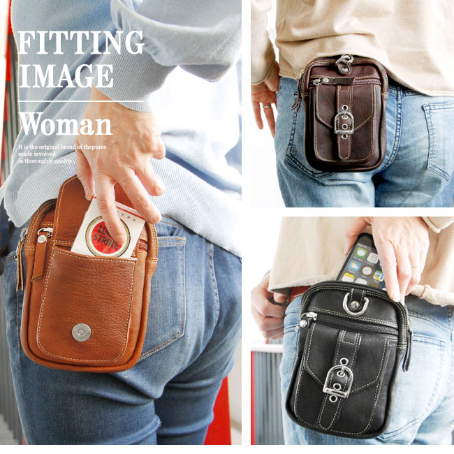 楽天市場】本革 レザーバッグ ベルトポーチ レザーヒップバッグ