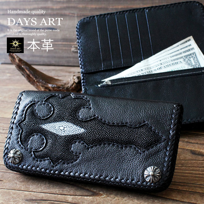 楽天市場】本革 長財布 希少エイ皮 クロスモチーフ スティングレイ