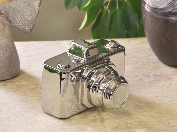 楽天市場】シルバーカメラ 銀のカメラの置物 陶器製 オブジェ デコ