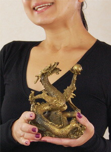 楽天市場】神龍（金） 上昇運にのった竜 銅器 置物 ゴールド アジアン