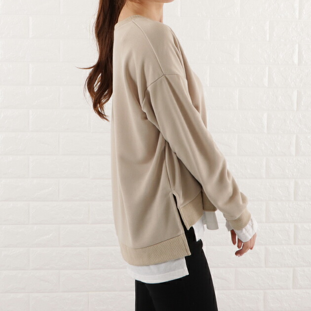 楽天市場】オーバーサイズ フェイクレイヤード プルオーバー