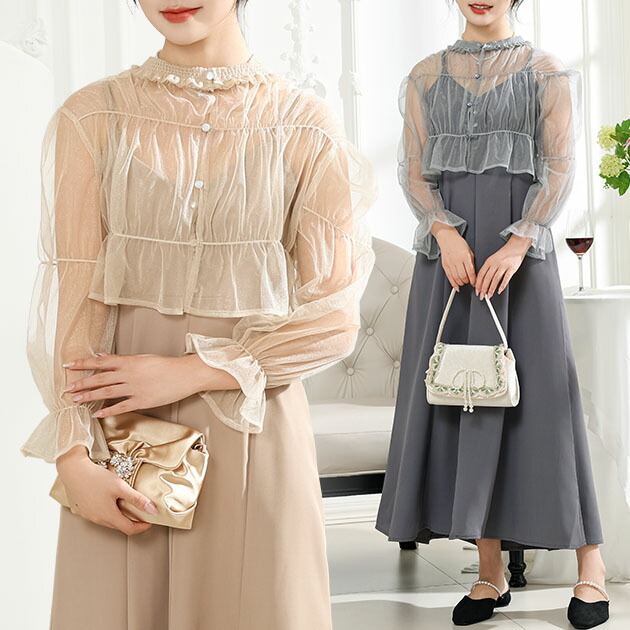 楽天市場】【2点セット】シアー ボレロ付き キャミソール マキシ