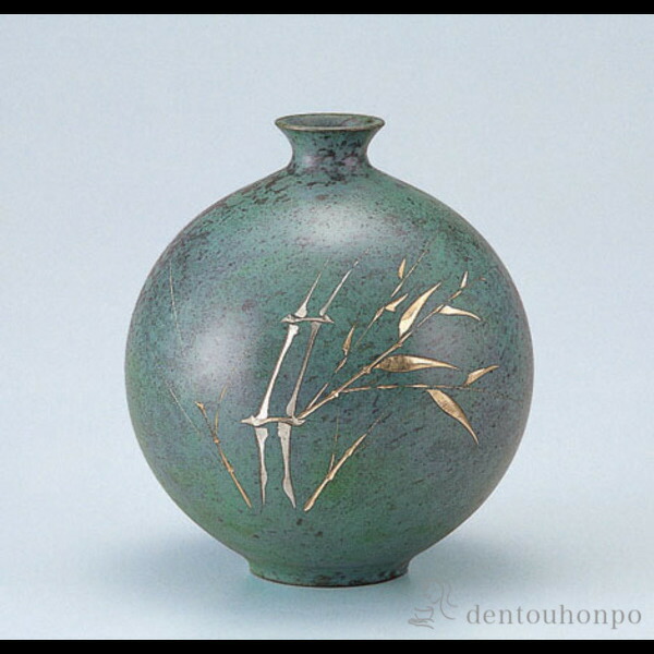 ♥高岡銅器内免紫峰銅製亀之図花器花瓶骨董品