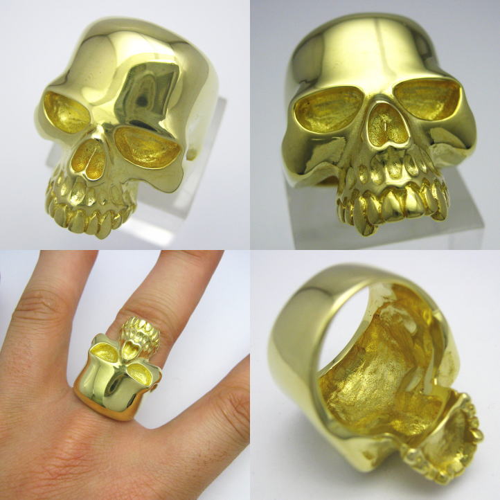 楽天市場】BNS特製 ゴールドキーススカルリング 真鍮 ブラス 髑髏