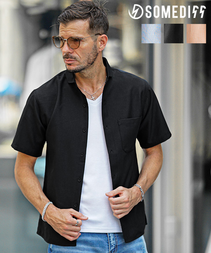 楽天市場】半袖シャツ メンズ リネンライク シャツ メンズ カジュアル