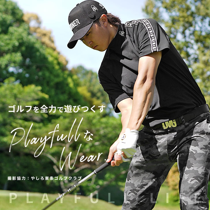 楽天市場】ゴルフウェア メンズ 半袖モックネック Tシャツ メンズ