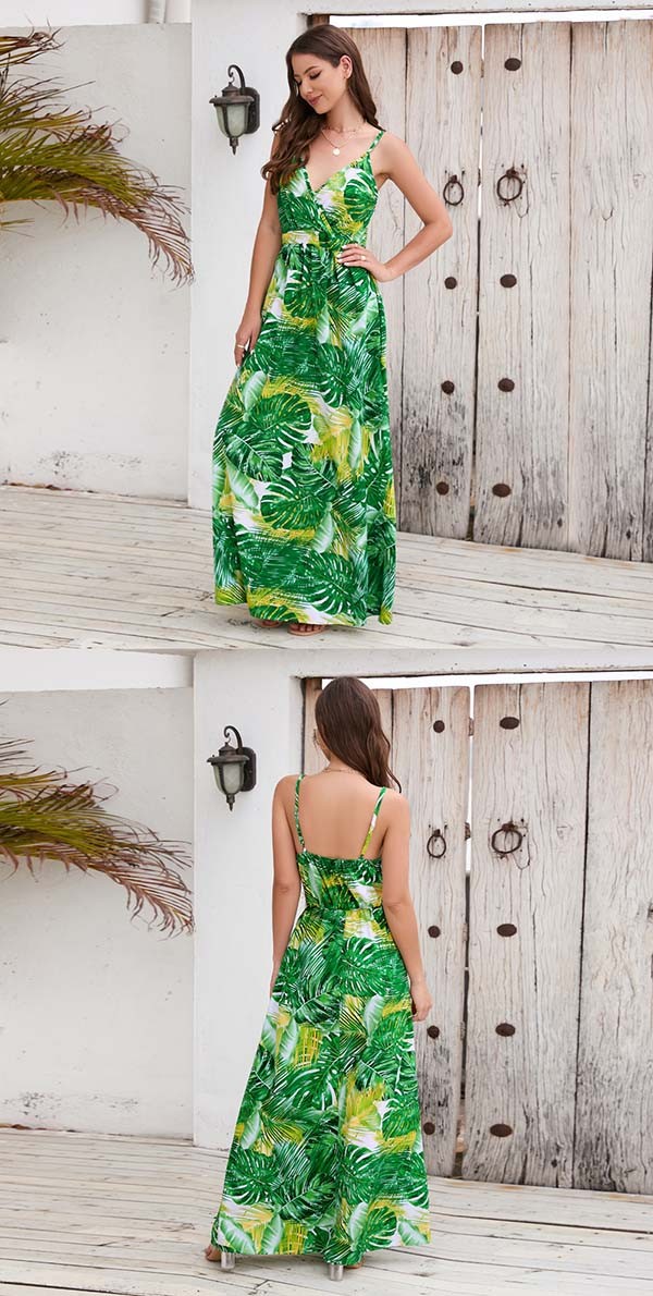 楽天市場】ハワイ リゾートワンピース マキシ丈 Vネック ノースリーブ