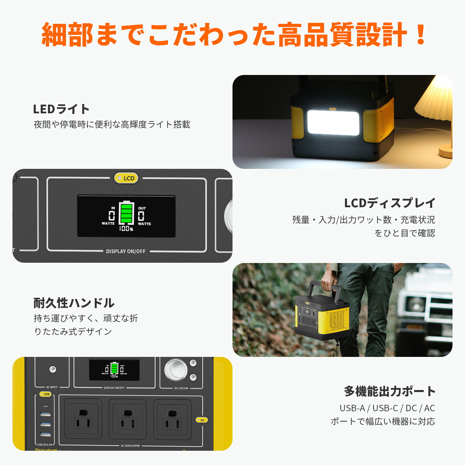 楽天市場】Evopow ポータブル電源 1000W 大容量1024Wh リン酸鉄