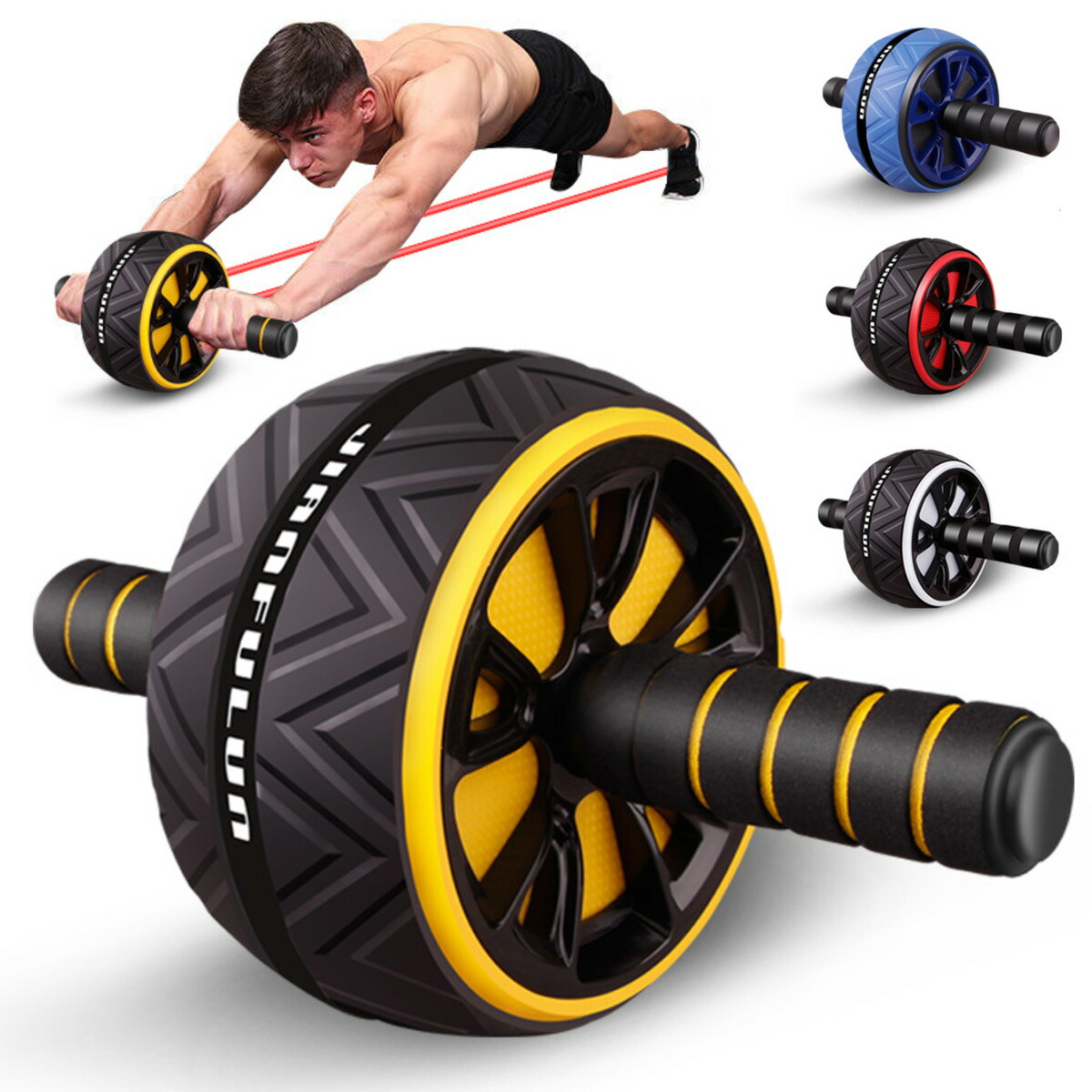 楽天市場】腹筋ローラー ひざマット付 2（送料無料）腹筋運動 超静音