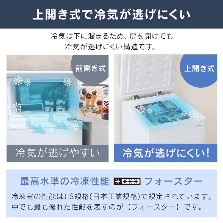 楽天市場】上開き式冷凍庫 63L ICSD-6A-W ホワイト送料無料 冷凍庫 上